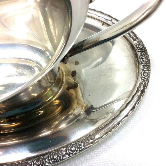 International Silver Camille Silverplate Gravy Boat Attached Underplate Vintage - Picture 3 of 9